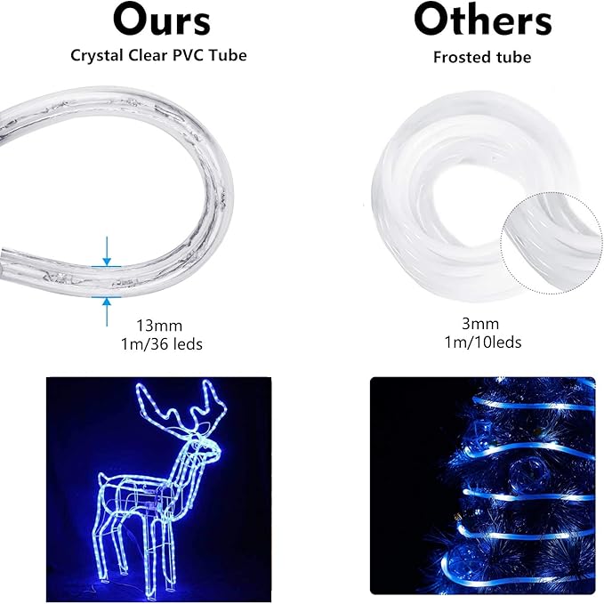 Brizled Color Changing Rope Lights, 18ft 180 LED RGB Rope Lights, Connectable Rope Lights Indoor Rope Lighting with Remote Outdoor White Rope Lights Waterproof Color Twinkle Tube Lights for Christmas
