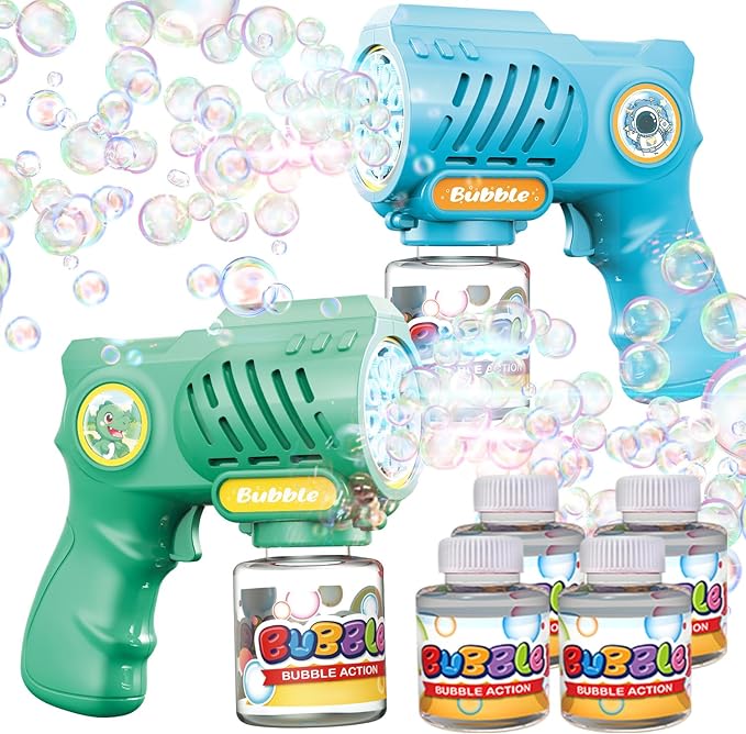 EagleStone Toys for 3+ Year Old Boys Girls, 2 Pack Bubble Gun Machine with Bubble Solution, Outdoor Toy for Kids Ages 4-8,Kids Toys for Ages 3-4 4-6 5-7, Birthday Gifts for 3 4 5 6 7 8 Year Old Boys