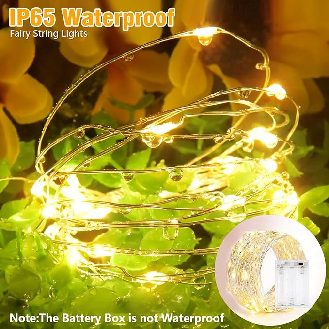 led Fairy Lights Waterproof 16.4ft String Lights Battery Operated for Wedding, Home, Garden, Party, Christmas Decoration, Warm White