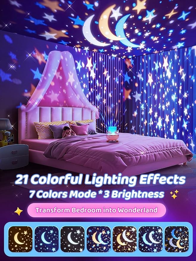 Star Projector for Kids Toys,15 Films Star Lights for Ceiling Projector +15 Sleep Sounds Machine Baby Night Lamp,Remote Timer Cute Pink Nursery Lamp,Exquisite Gifts for Kids Baby Girl Gifts