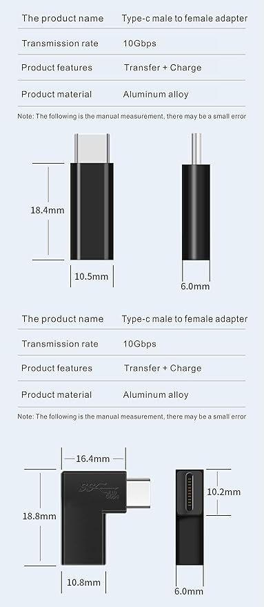 BOLS USB C Adapter (4 pcs), Support USB C Full Function, Support 10GBbps Rate, Audio and Video, Fast Charging Adapter…