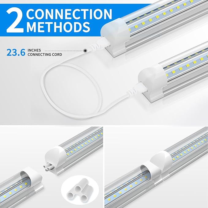 CNSUNWAY LED Shop Light 2FT, 20W 3000LM, 3000K Warm White, T8 LED Tube Lights, Ceiling and Utility Shop Lights, Linkable Light Fixture for Room, Garage, Workbench, ETL Listed (Pack of 2)
