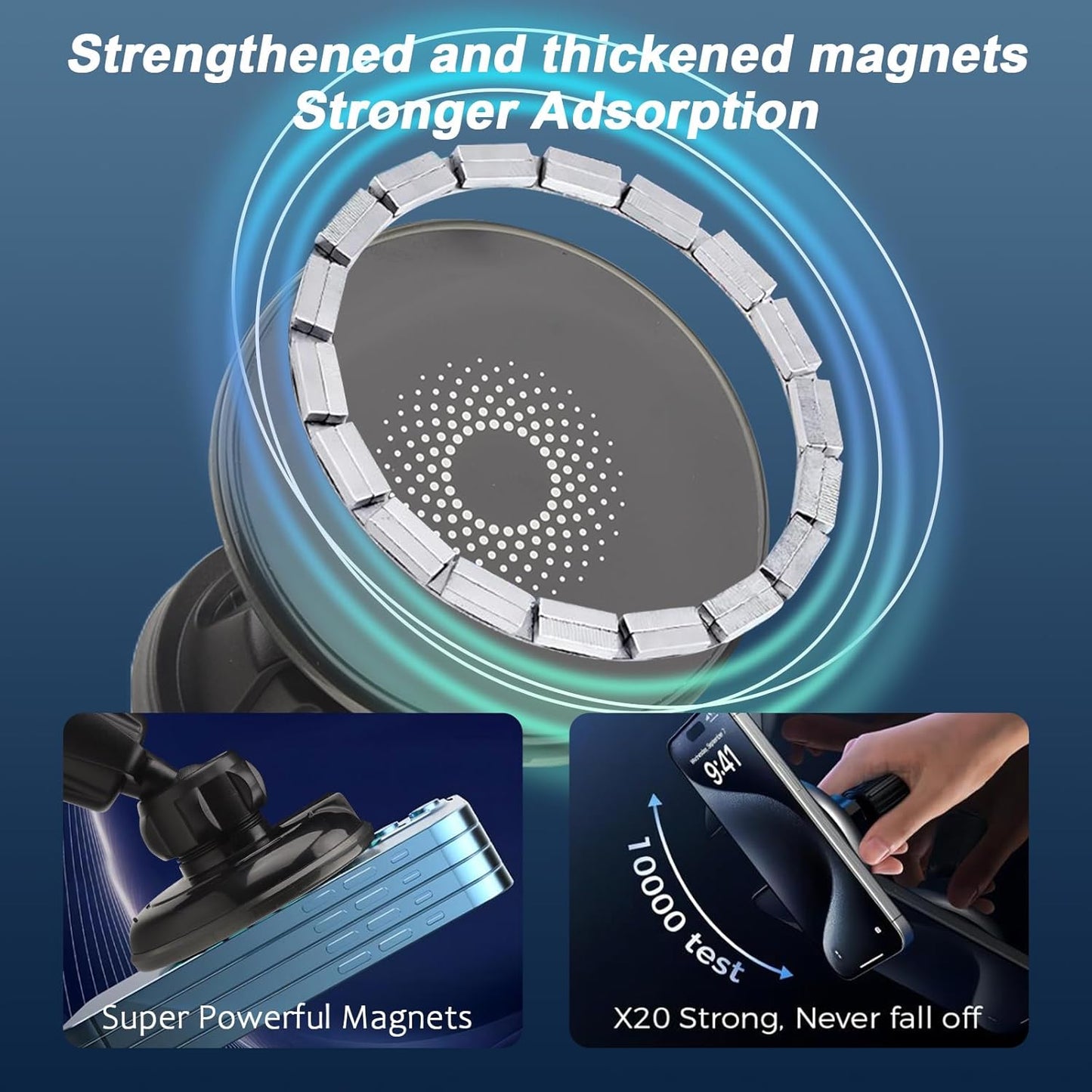 MagSafe Car Mount Charger, 15W Fast Charging LED Magnetic Wireless Charger for iPhone 15 Pro Max Plus Mini/14/13/12