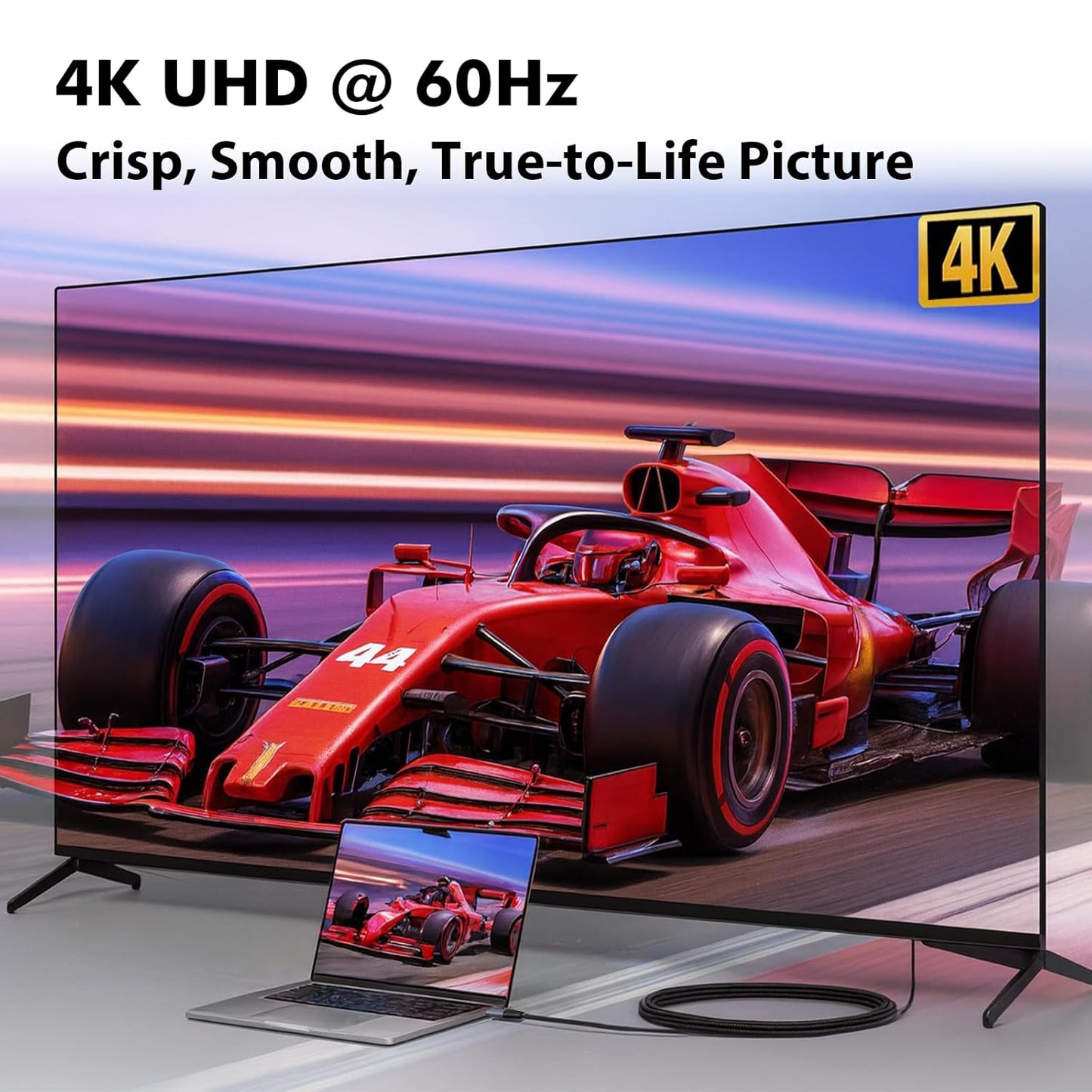 2.0 4K 60Hz 18Gbps 10 Cyberguys! Mini HDMI to HDMI Cable, Ultra HD, High-Speed Bi-Directional Braided Cord