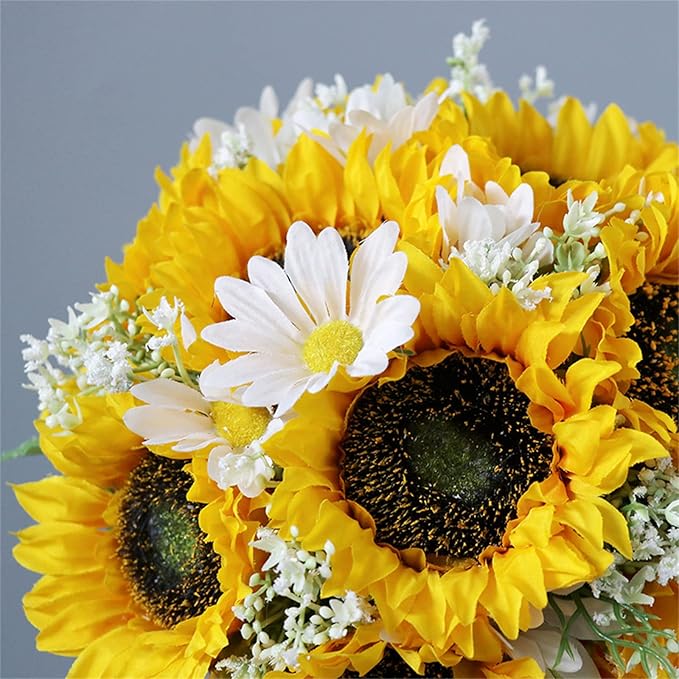Wedding Bouquet for Bride Bridesmaid, Artificial Sunflower Bouquets for Wedding Church Bouquet Home Decoration