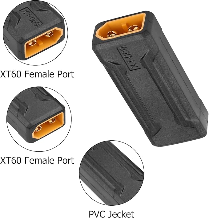 YAODHAOD XT60 Male Connector Adapter for Drone, RC Li-Po Battery, Energy Storage, Outdoor Power, FPV, Monitor - Model Airplane Extender