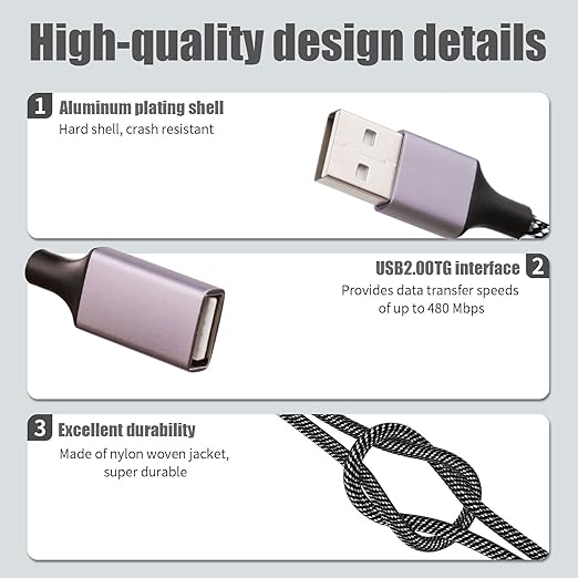USB A Splitter(10 inch Long),USB A Splitter 1 in 4 Out,USB A Male to 4 Female USB Y Splitter,USB Splitters for Charging Slow and Data Transfer for Webcam/Printer/USB Devices/Laptop Etc(Grey)