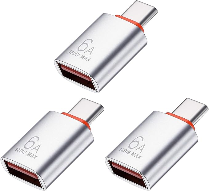 10 Pack USB C Male to USB a Female 10gbps/120w Usb3.1 to USB-C Adapter Silver Type C Male Too USB-Female Adapter High-Speed Data Transfer for Smartphone, Pc, Laptop, Tablet, Keyboard
