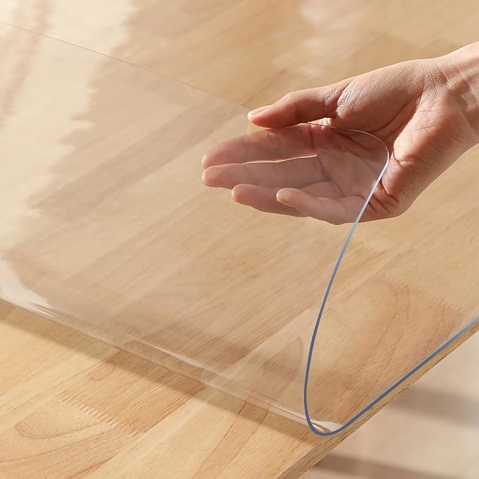 60 x 102 " Clear Plastic Dining Table Protector Tablecloth Desk Pad Wooden Furniture Coffee Glass Activity Conference Under Grill Mat Table Cloth Top Protection Countertop Cover Waterproof PVC Vinyl
