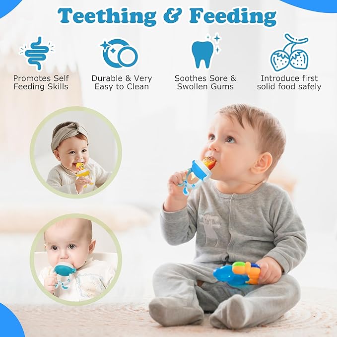 Baby Breastmilk Popsicle Molds & Baby Fruit Feeder-WAJIAYON Silicone Food Freezer Tray Storage Containers,Infant Food Pacifier Feeder and Teether for Babies Easter Bunny Gifts for Boys and Girls