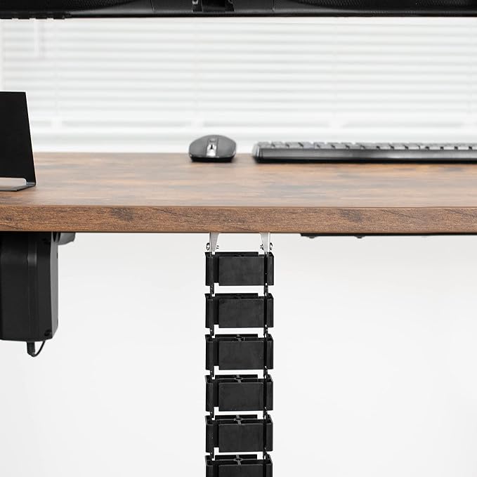 VIVO Under Desk Vertebrae Cable Management Kit, Adjustable Quad Entry Flexible Cord Organizer for Home Office, Black, DESK-AC01C