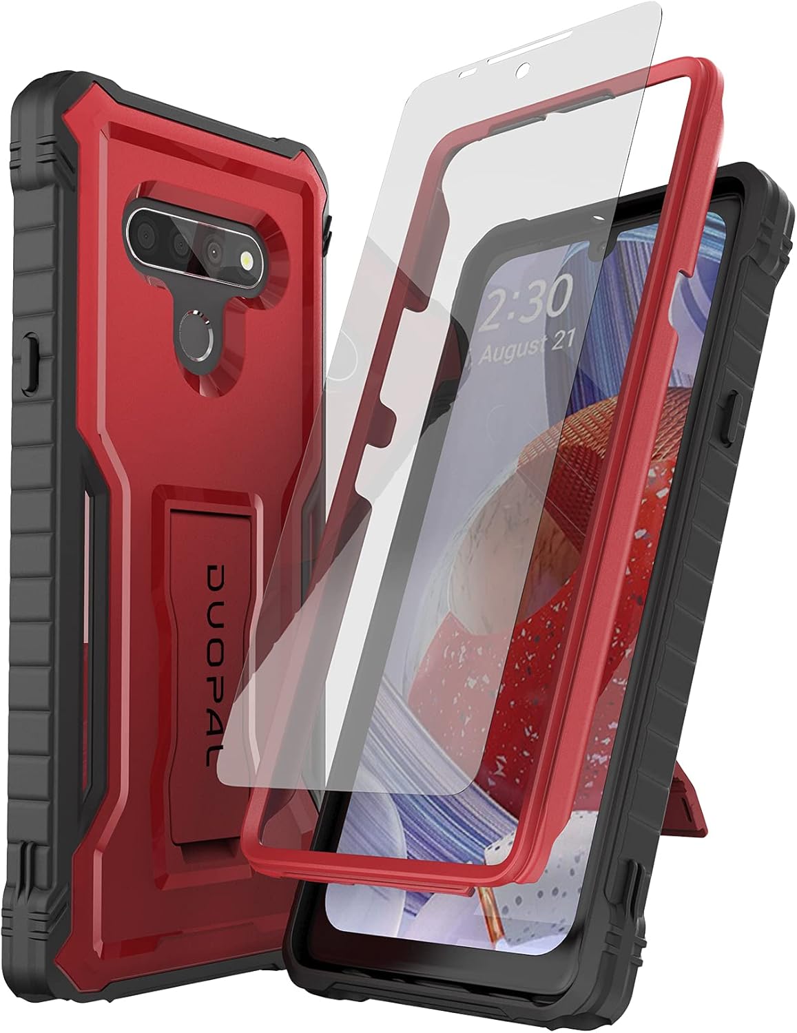 DUOPAL Case for LG Stylo 6 & LG K71, Military Grade Protection Shockproof with Tempered Glass Protector & Kickstand