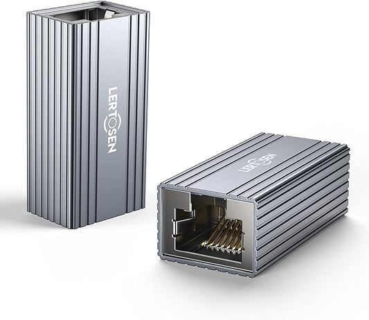 2 Pack Ethernet Extender 10Gbps, RJ45 Coupler Adapter for Cat8 Cat7 Cat6 Cat5 Cable, 328ft Long Distance Connection, Female to Female Connector,Aluminum Alloy Shell