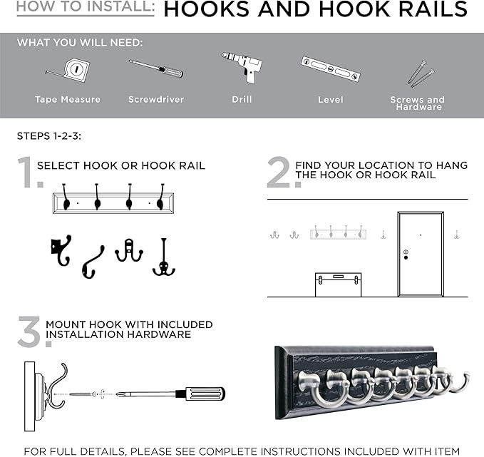 Liberty Hardware 129848 Wall Mounted Coat Rack with 5 Decorative Hooks, 27-Inch, Satin Nickel and White