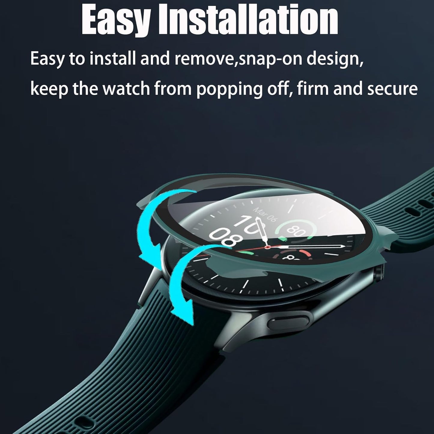 Lamshaw Hard PC Case for OnePlus Watch 2 with Screen Protector, Compatible Smartwatch Case (2 Pack-Black+Green)