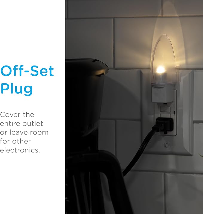 Lights by Night LED Night Light, Plug-in, Dusk to Dawn Sensor, Warm White, UL-Certified, Energy Efficient, Ideal Nightlight for Bedroom, Bathroom, Nursery, Hallway, Kitchen, 11377