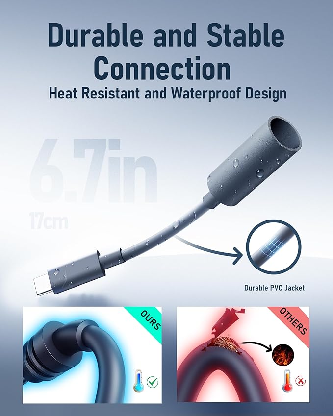 Starlink Mini USB C to DC Extension Cable 18CM, Waterproof Power Converter Adapter, USB C Power Cable,Replacement Accessories for Starlink Mini, Compatible with 65W Power Bank/Charger Block