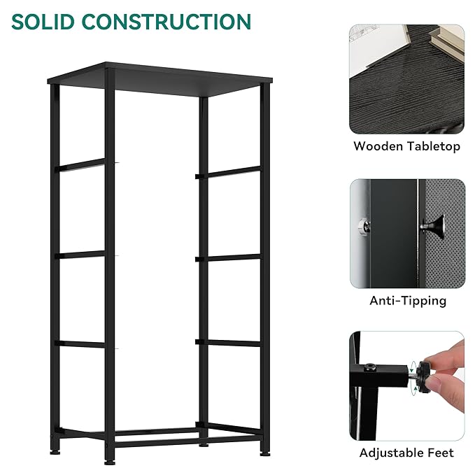 DWVO Storage Tower with 4 Drawers - Fabric Dresser, Organizer Unit, Living Room, Closets - Sturdy Steel Frame, Easy Pull Fabric Bins & Wooden Top