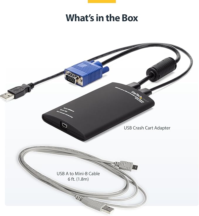 StarTech.com Portable Laptop Crash Cart Adapter for Server Management, USB/VGA KVM Console, Windows/Linux/MacOS - TAA