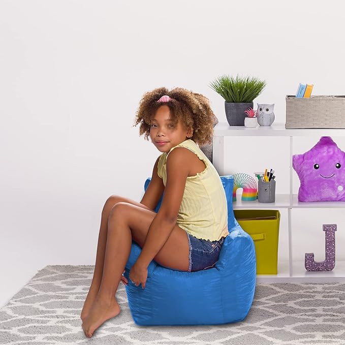 Posh Creations Bean Bag Structured Seat for Toddlers and Kids, Comfy Chair for Children, Pasadena, Royal Blue