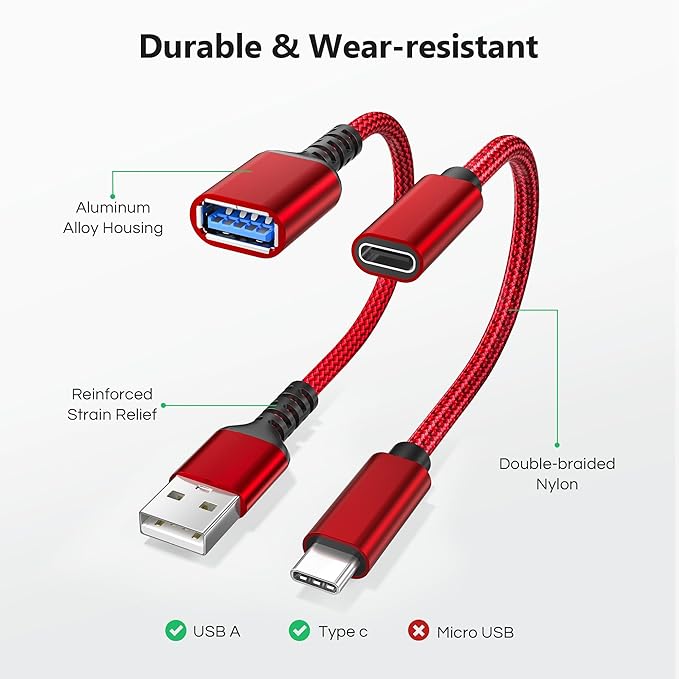 RUXELY USB Data Blocker & USB C Data Blocker 3-Pack,Charge Only Type A & Type C Cable,Data Blocking Defender,Protect Against Juice Jacking for iPhone 17e 17 16 15 14,Samsung S26 S25,iPad Air Tablet