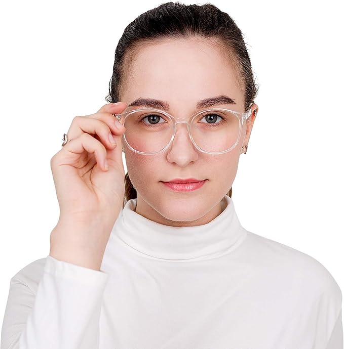 LifeArt Round Blue Light Blocking Glasses, Computer Glasses, Gaming Glasses, TV Glasses for Women Men (Clear, 3.25 Magnification)