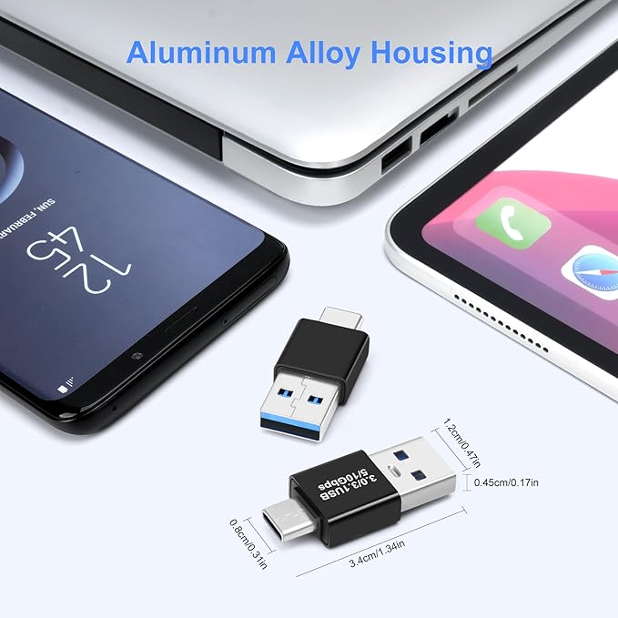 USB 3.0/3.1 Male to USB-C Male Adapter (2 Pack), OTG 3.0/3.1 USB A to Type-C Adapter, Fast Data Transfer up to Gen2 10Gbps, USB C Connector Connection or Data Cable Extension