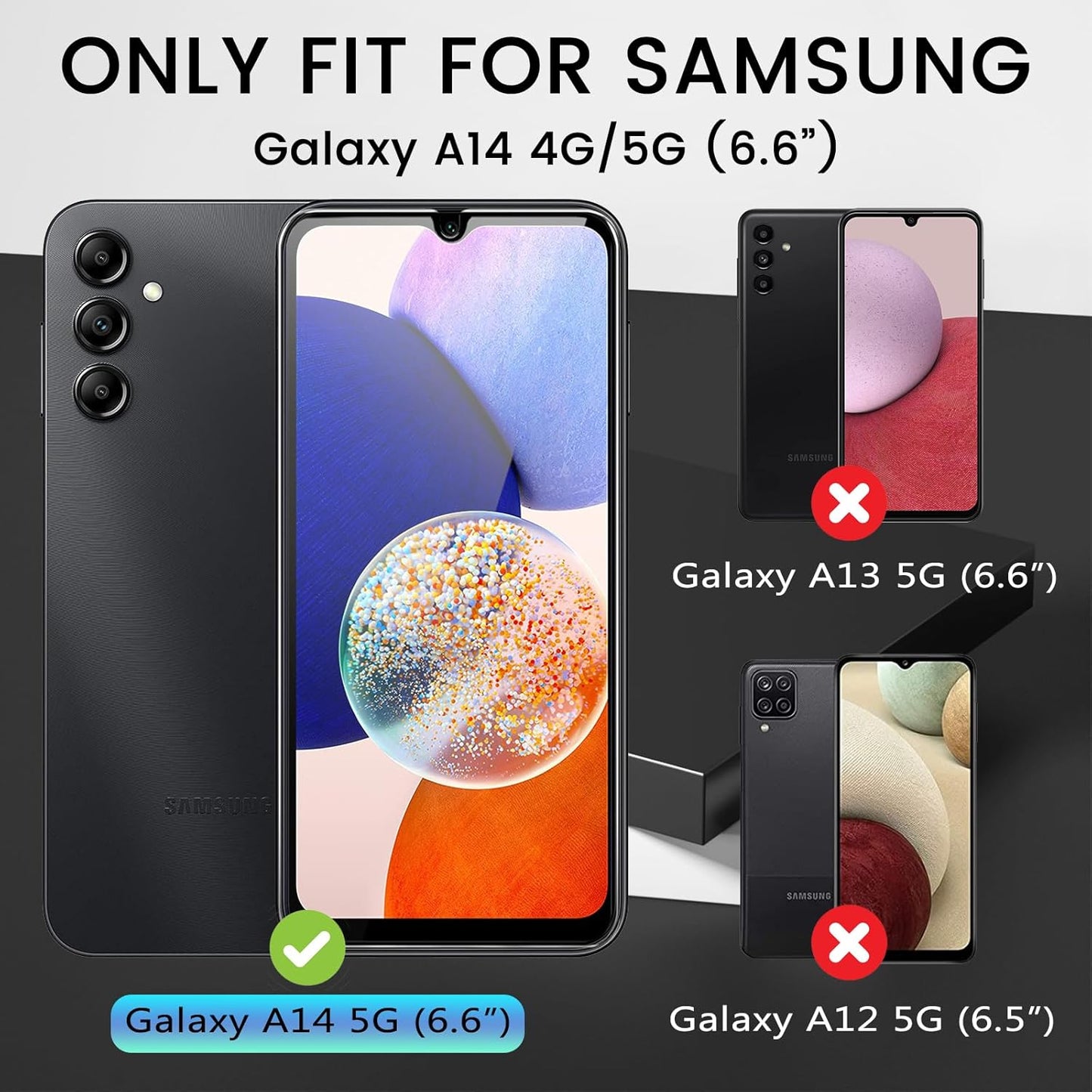 Samsung Galaxy A14 5G Screen Protector 4 Pack with Camera Lens Protectors, Full Coverage, Anti-Fingerprint, Bubble Free.