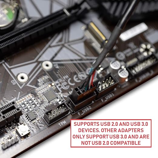 LINKUP - Internal 3.1 10G Gen 2 20-Pin A-Key Male Housed Connector w/USB 2.0 Header to USB 3.0 20-Pin Male Header Extension Cable 10cm