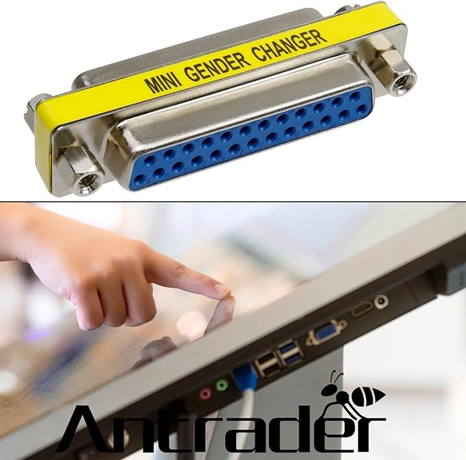 Antrader 4-Pack DB25 25 Pin Serial Port Female to Female Mini Gender Changer Coupler Adapter RS232 Connector