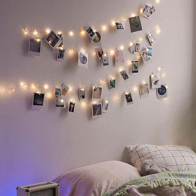 17Ft 50 LED Fairy String Lights with Clear Clips - Perfect for Dorm, Bedroom, Wedding Decor