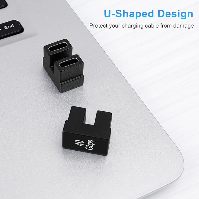 USB C 180 Degree Angled Adapter, U-Shaped USB-C 4.0 Female to Female Adapters, Type C 40Gbps Angled Data Transfer Connector Compatible for Samsung, MacBook and More