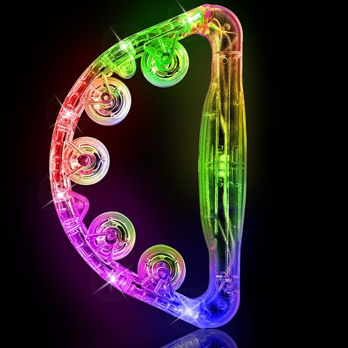 Aywewii LED Tambourine for Kids & Adults, Light Up Toys Handheld Musical Flashing Tamborine with 3 Modes, Sensory Toys Autism Toys for Birthday, Christmas, Concerts & Party