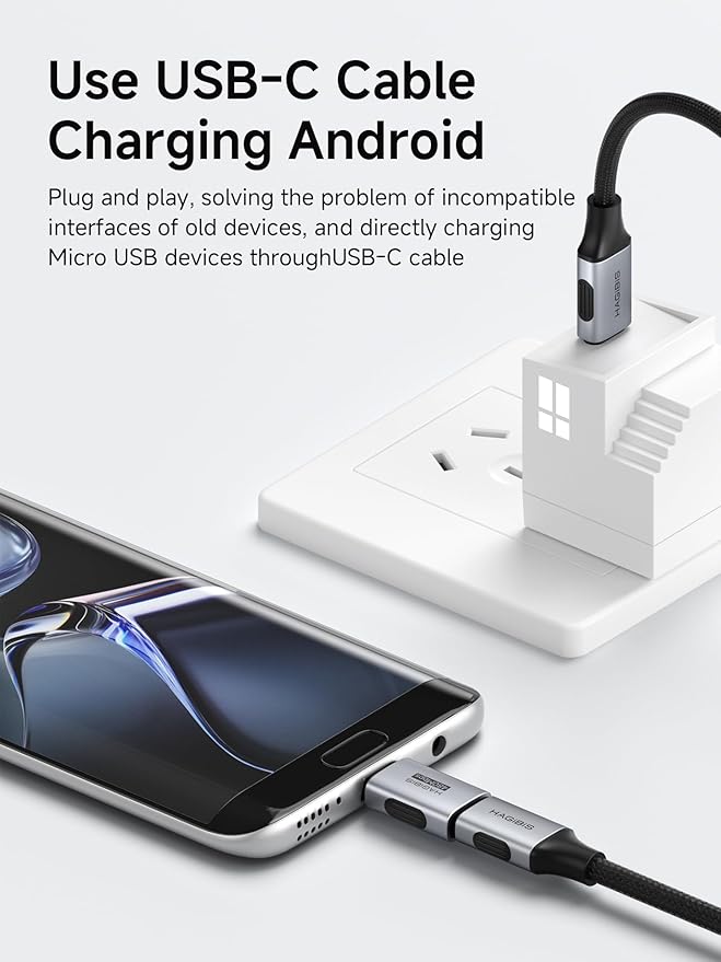 Hagibis USB-C to Micro USB Adapter 2 Pack, Type-C Female to Micro USB Male Convert Connector for Android Phones Speaker Power Bank Galaxy S7 S7 Edge, Nexus 5 6 and Micro USB Devices (ZJTN02)