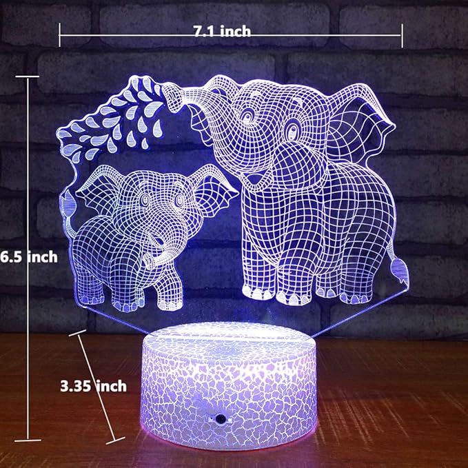 Elephant 3D Night Light for Kids 3D Lamp with 16 Colors Changing Remote Control Elephant Toys 10 9 3 5 2 8 1 7 6 4 Year Old Girls Women Baby Boys Gifts