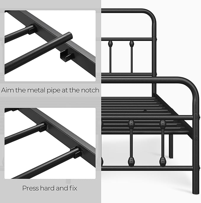 Yaheetech Classic Metal Platform Bed Frame Mattress Foundation with Victorian Style Iron-Art Headboard/Footboard/Under Bed Storage/No Box Spring Needed/Queen Size Black
