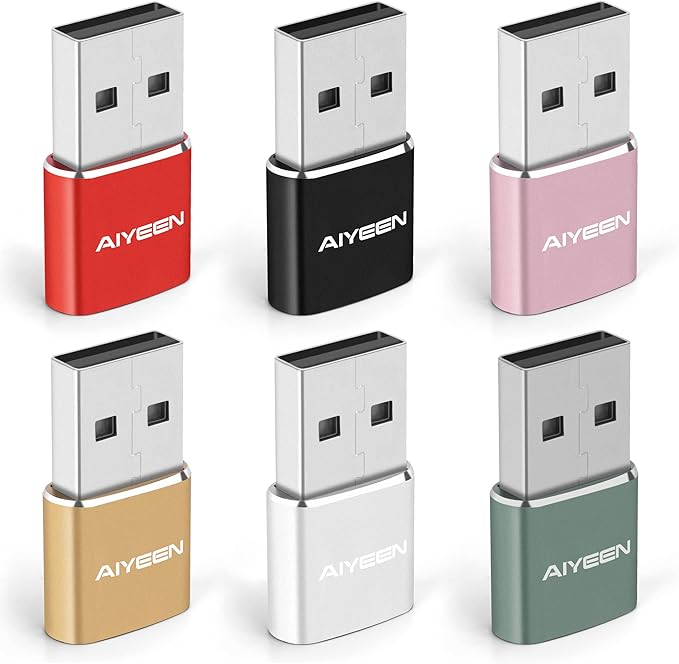 Upgraded USB C Female to USB A Male Adapter,Type C to USB A Charger Cable Converter for Apple iWatch 7 AirPods,MacBook,iPhone 12 13 14 15 Series,iPad mini 6,Samsung Galaxy S20 S21 S22 (6Pack Mix)