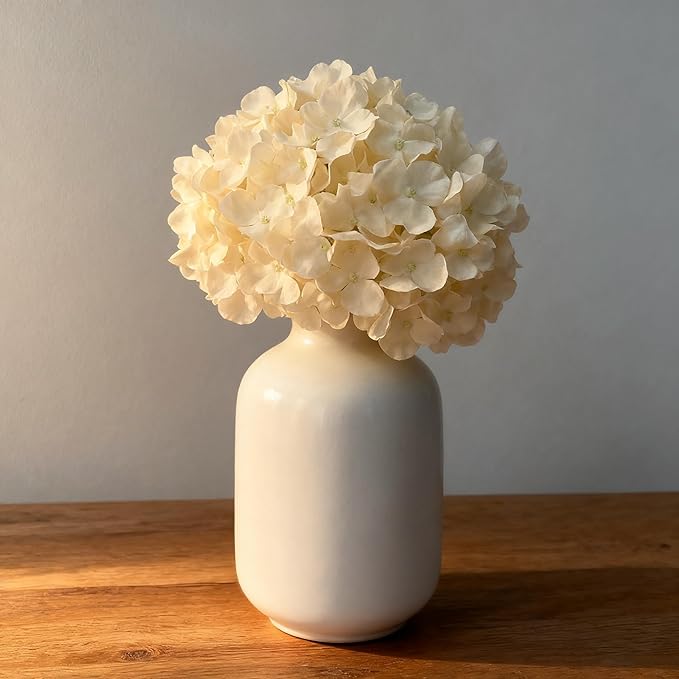 100PCS Artificial Hydrangea Flowers, Fake Flowers Silk Hydrangea Full Flowers Heads with Stems for Wedding Home Party Shop Baby Shower Decor (Apricot)