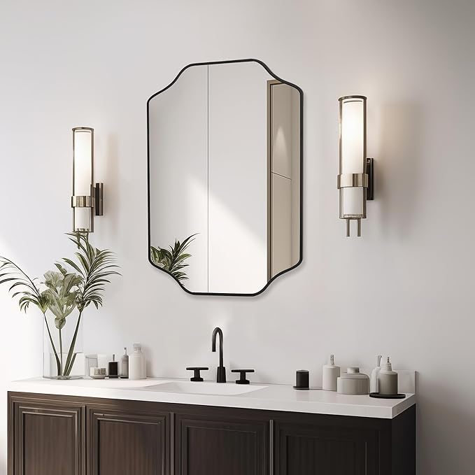 CULER Black Bathroom Wall Mirror,24 x 36 Inch Rectangle Vanity Modern Tempered Glass Mirror for Bedroom,Living Room,Entryway