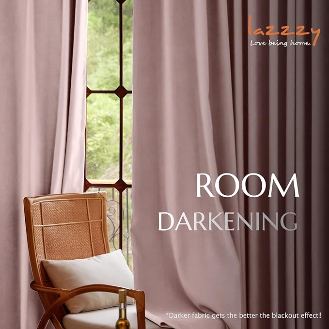 Lazzzy Velvet Blackout Curtains Thermal Insulated Room Window Drapes Super Soft Luxury Curtains for Living Room Bedroom Rod Pocket 2 Panels, Dusty Pink, 52" W x 102" L