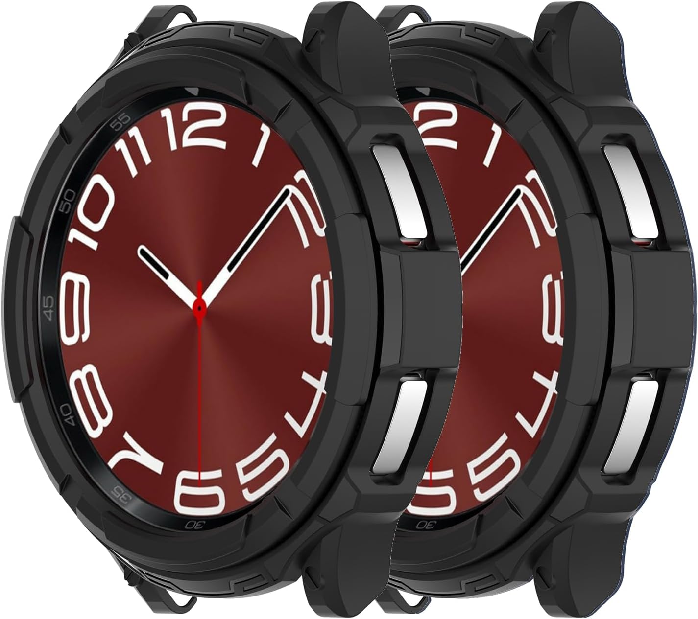 Protective Bumper Cover Case for Samsung Galaxy Watch 6 Classic 43MM 47MM Smartwatch Accessories (47MM, Black&Black)