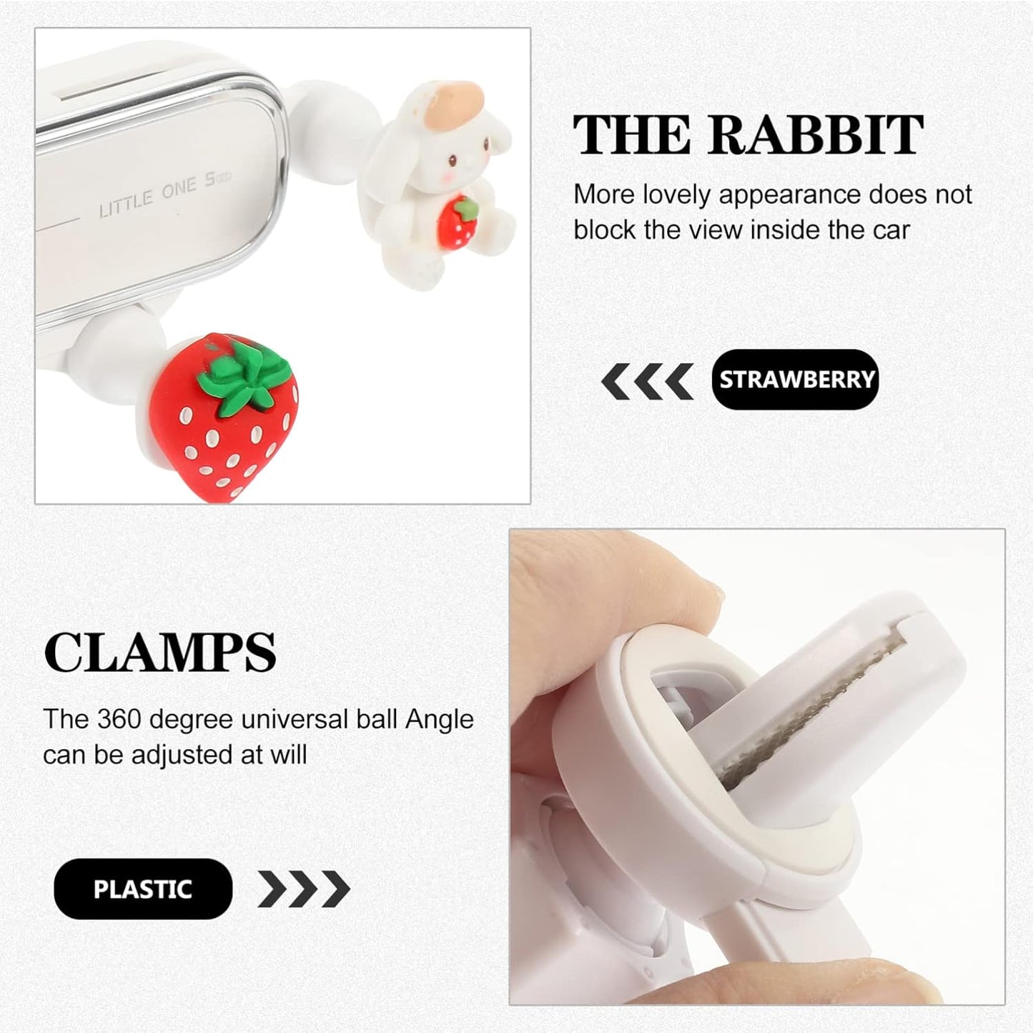 EXCEART Zodiac Rabbit Car Phone Holder, Cute Bunny Air Vent Phone Mount, Mobile Phone Support for Car Accessories