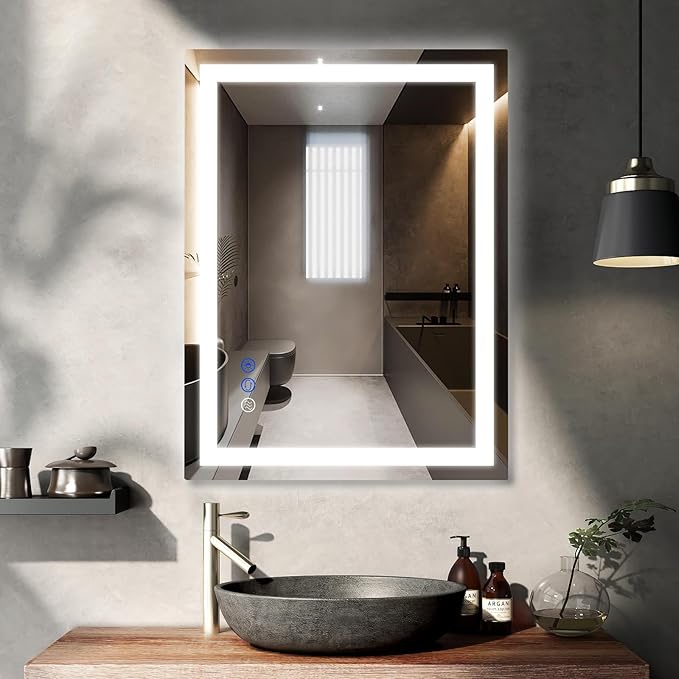32x24 LED Bathroom Mirror with Lights LED Mirror for Bathroom Smart Vanity Makeup Mirror,Anti-Fog,Stepless Dimmable with Adjustable Color,Touch Switch,Memory Function,Shatterproof Design