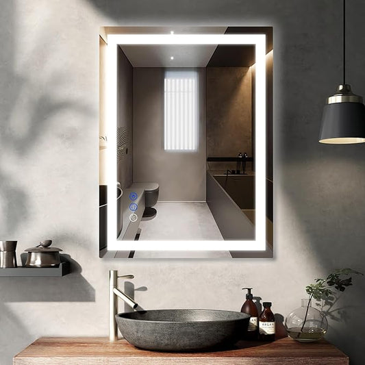 32x24 LED Bathroom Mirror with Lights LED Mirror for Bathroom Smart Vanity Makeup Mirror,Anti-Fog,Stepless Dimmable with Adjustable Color,Touch Switch,Memory Function,Shatterproof Design