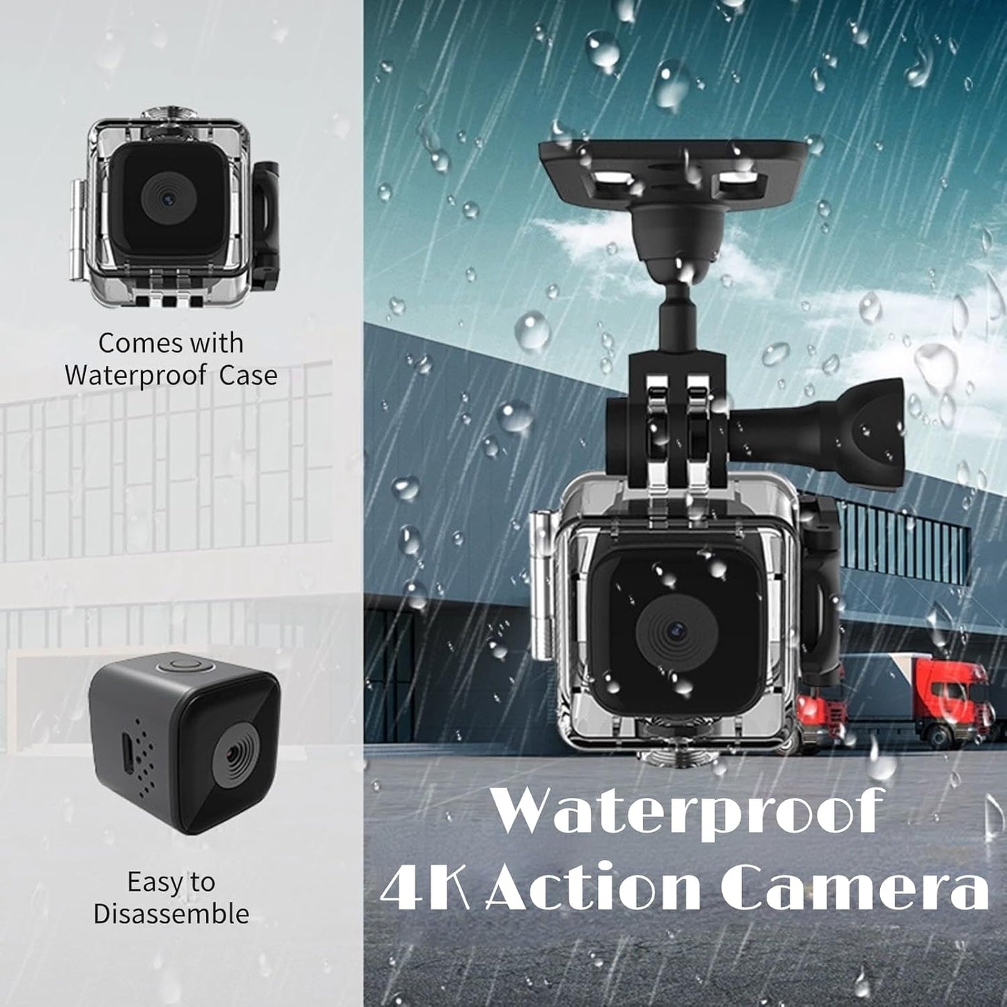 Yoidesu Dragon Touch 4K Action Camera, 20MP, Underwater Waterproof Sports Cam with Accessories Kit