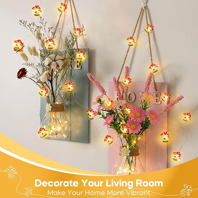 Coquimbo Mushroom Lights Room Cottagecore Decor: Christmas Stocking Stuffers Gifts for Teen Girls Boys, 10FT 30LED Fairy Lights Battery Operated Cute Mushroom Lamp Decorations for Bedroom Dorm Wedding