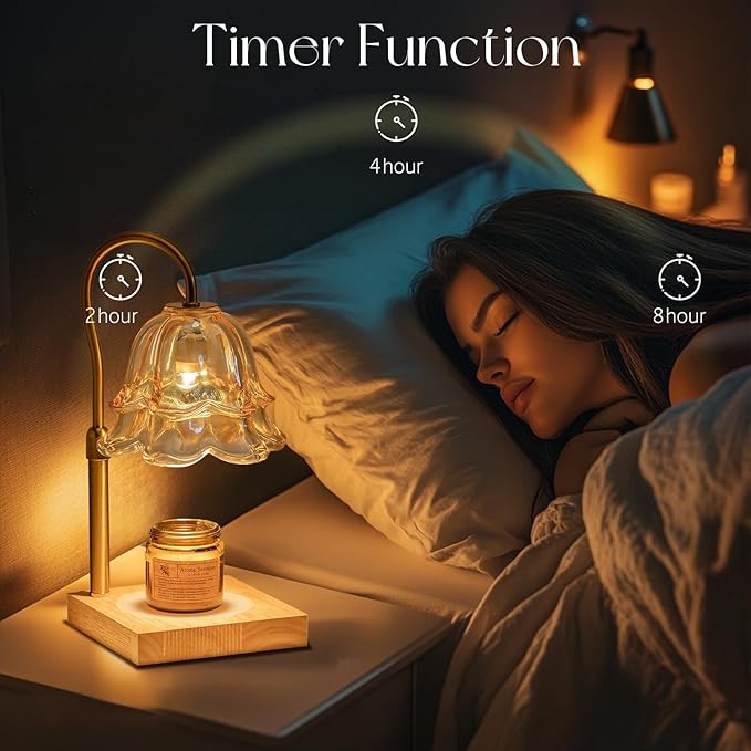 Candle Warmer Lamp with Timer: 7 Colors LED Changing Flower Candle Warmers with 2 Blubs Dimmable Wax Melt Home Decor Birthday Mom Birthday Gift for Women
