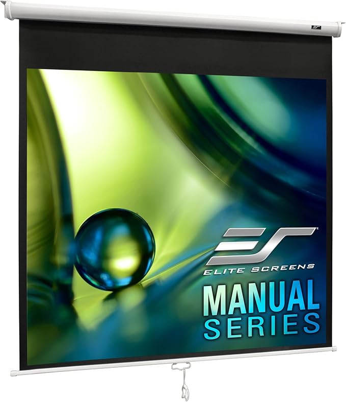Elite Screens Manual Series, 170-INCH 16:9, Pull Down Manual Projector Screen with AUTO Lock, Movie Home Theater 8K / 4K Ultra HD 3D Ready, 2-Year Warranty - M170XWS1- White