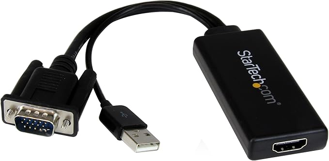StarTech.com VGA to HDMI Adapter with USB Audio - VGA to HDMI Converter for Your Laptop / PC to HDTV - AV to HDMI Connector (VGA2HDU), Black