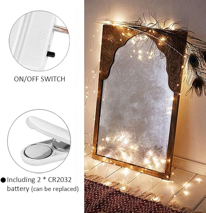 MUMUXI 48 Pack Fairy Lights Battery Operated, 7.2ft 20 Micro LED Mini Waterproof String Lights Silver Wire Firefly Starry Lights for DIY Wedding Party Mason Jars Crafts Christmas Decoration Warm White